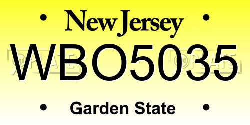 WBO5035 New Jersey License Plate