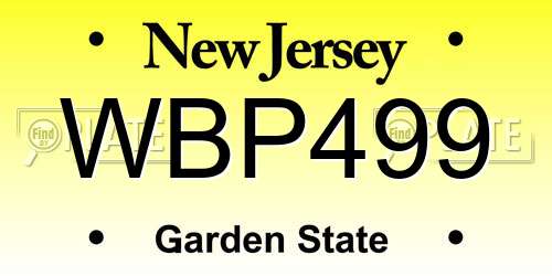 WBP499 New Jersey License Plate