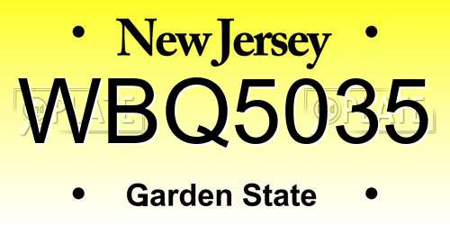 WBQ5035 New Jersey License Plate