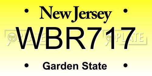 WBR717 New Jersey License Plate