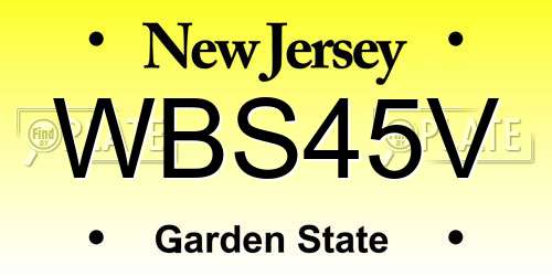 WBS45V New Jersey License Plate