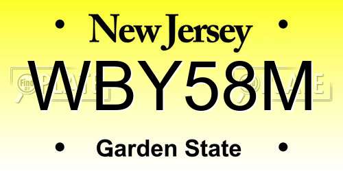 WBY58M New Jersey License Plate