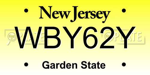 WBY62Y New Jersey License Plate