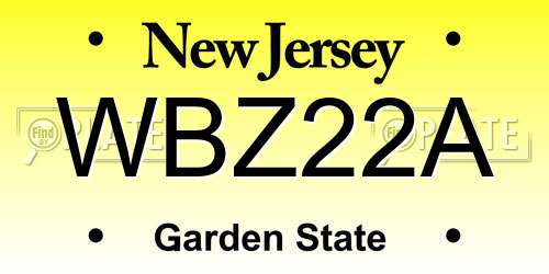 WBZ22A New Jersey License Plate