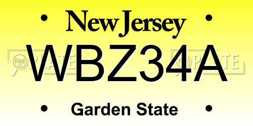 WBZ34A New Jersey License Plate