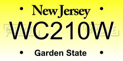 WC210W New Jersey License Plate