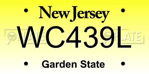 WC439L New Jersey License Plate