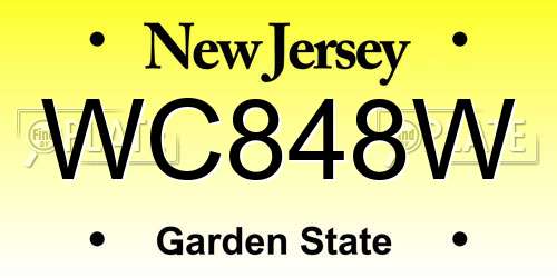 WC848W New Jersey License Plate