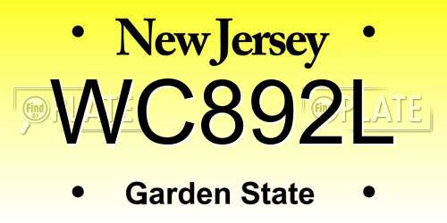 WC892L New Jersey License Plate
