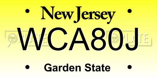 WCA80J New Jersey License Plate