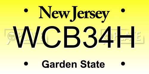 WCB34H New Jersey License Plate