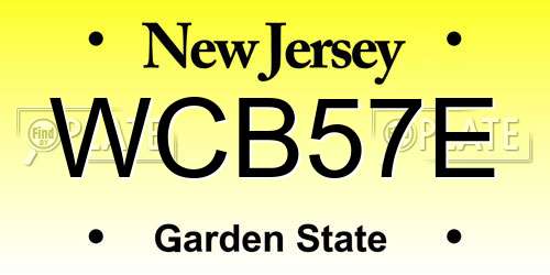WCB57E New Jersey License Plate