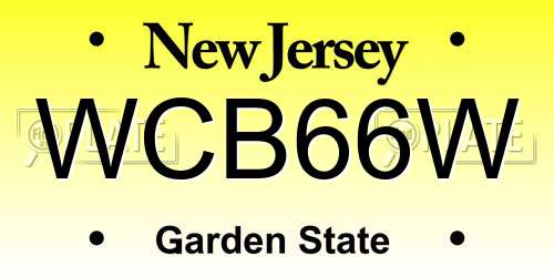 WCB66W New Jersey License Plate