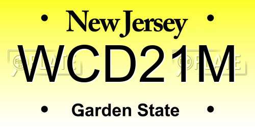 WCD21M New Jersey License Plate