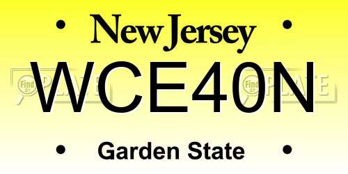 WCE40N New Jersey License Plate