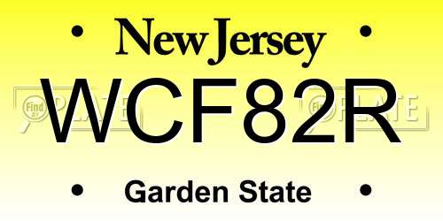 WCF82R New Jersey License Plate