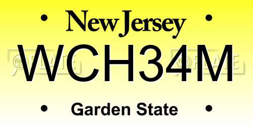 WCH34M New Jersey License Plate
