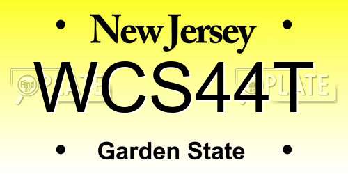WCS44T New Jersey License Plate