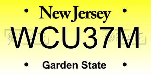WCU37M New Jersey License Plate