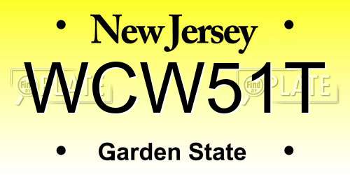 WCW51T New Jersey License Plate