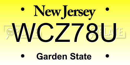 WCZ78U New Jersey License Plate