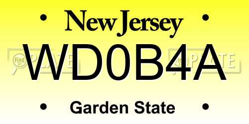WD0B4A New Jersey License Plate