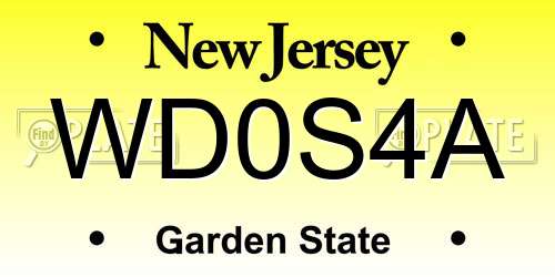 WD0S4A New Jersey License Plate