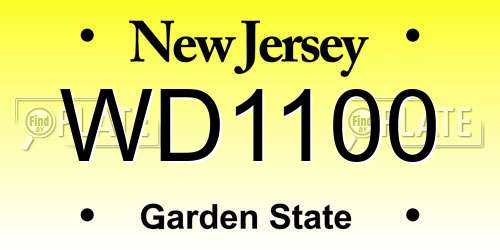 WD1100 New Jersey License Plate