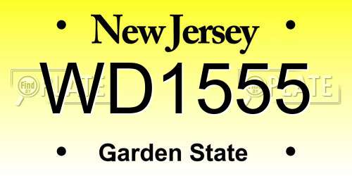 WD1555 New Jersey License Plate