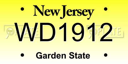 WD1912 New Jersey License Plate