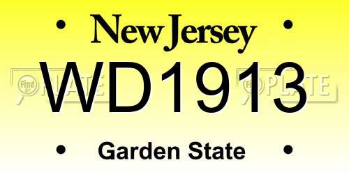 WD1913 New Jersey License Plate