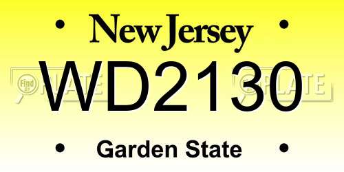 WD2130 New Jersey License Plate