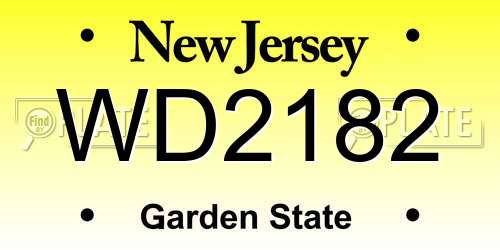 WD2182 New Jersey License Plate