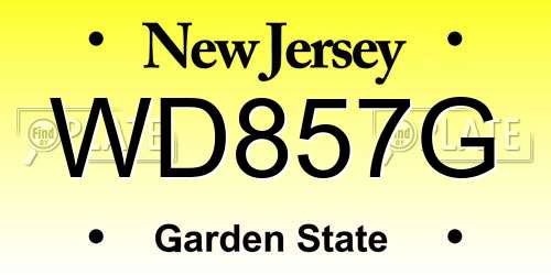 WD857G New Jersey License Plate