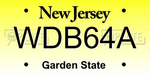 WDB64A New Jersey License Plate