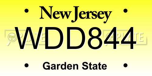 WDD844 New Jersey License Plate