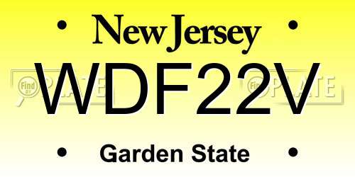 WDF22V New Jersey License Plate
