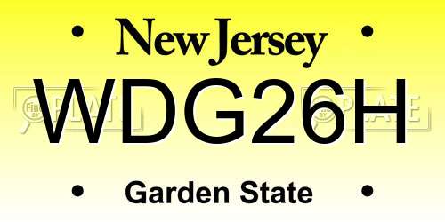 WDG26H New Jersey License Plate