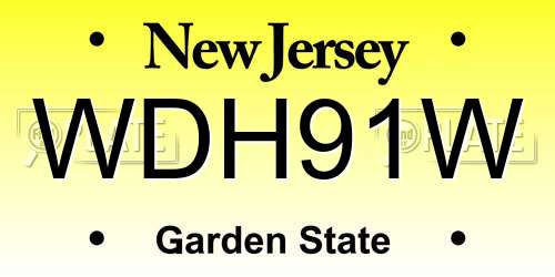 WDH91W New Jersey License Plate