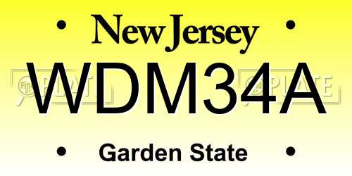 WDM34A New Jersey License Plate