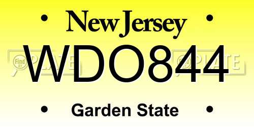 WDO844 New Jersey License Plate