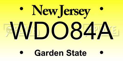 WDO84A New Jersey License Plate
