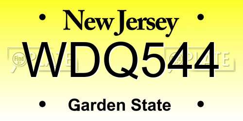 WDQ544 New Jersey License Plate