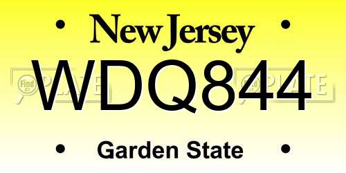 WDQ844 New Jersey License Plate