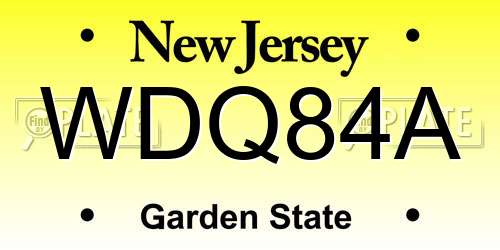 WDQ84A New Jersey License Plate