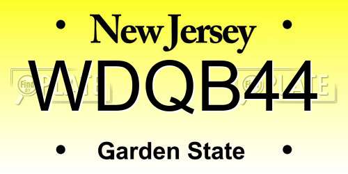 WDQB44 New Jersey License Plate