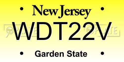 WDT22V New Jersey License Plate