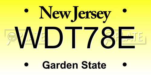 WDT78E New Jersey License Plate