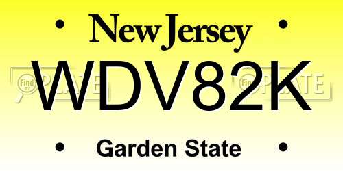 WDV82K New Jersey License Plate