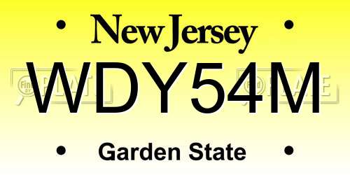 WDY54M New Jersey License Plate